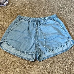 light blue tie jean shorts very comfortable, size small